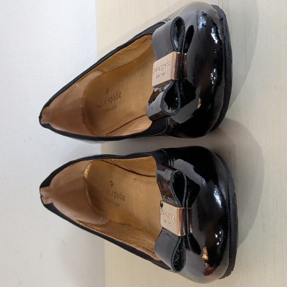 Kate Spade Black Ballet Flats Patent Leather With Bows Size 7.5 - Picture 5 of 11